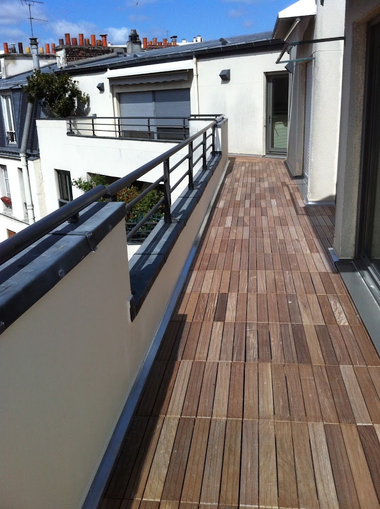 Rfection terrasse privative avec protection par dalles bois sur plots